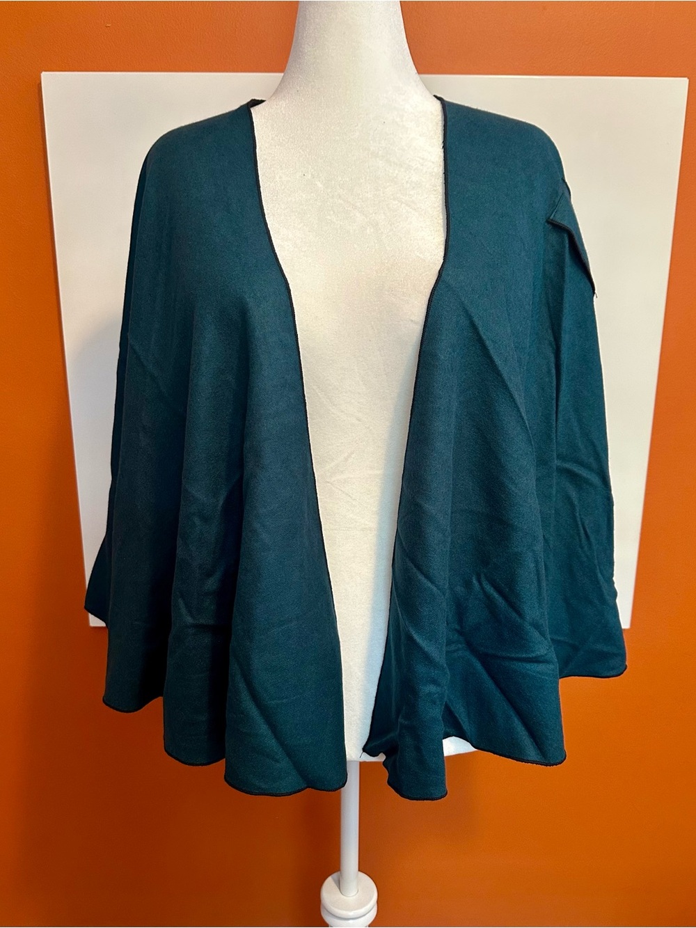 NWT Rapti Fashion Handmade Fair Trade Cashmere Wrap Shawl Cape Teal Blue